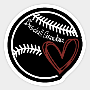 Baseball Grandma Heart Sticker